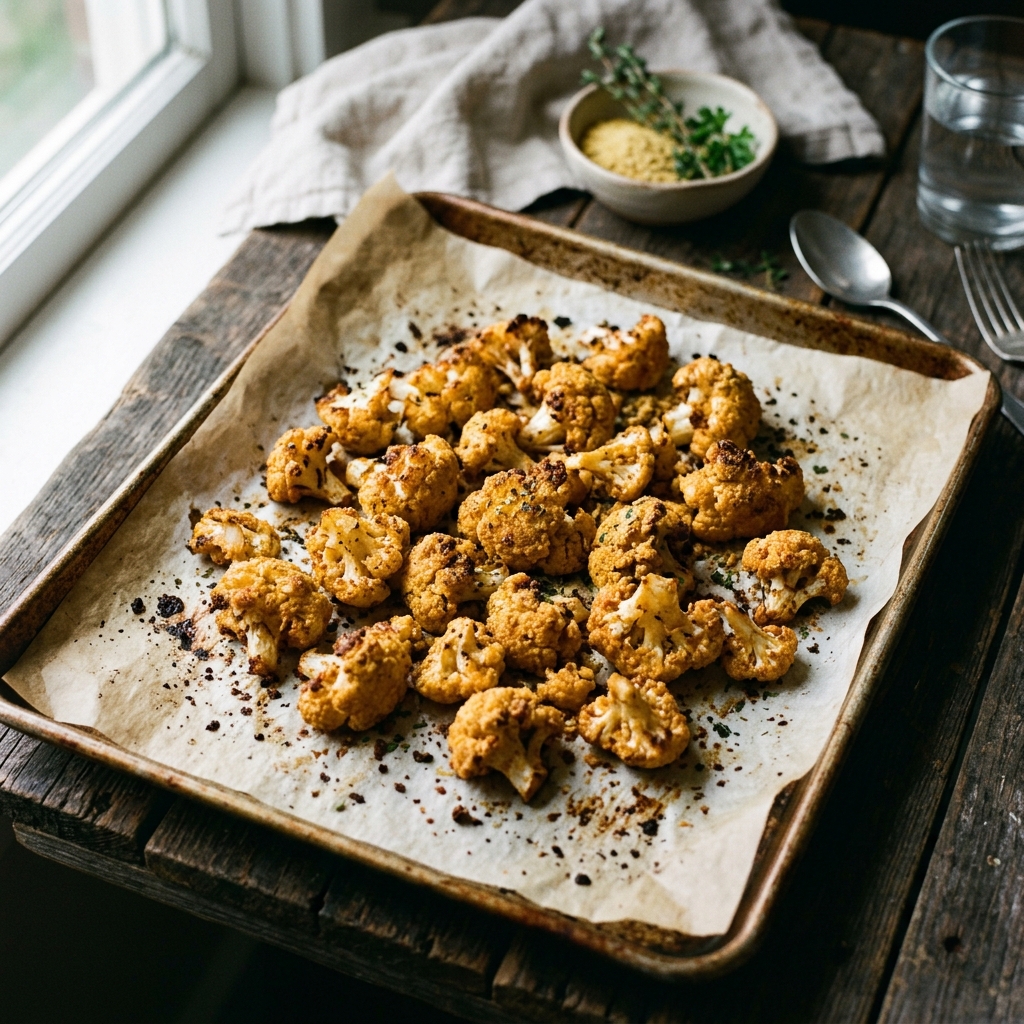 Cheesy Vegan Roasted Cauliflower